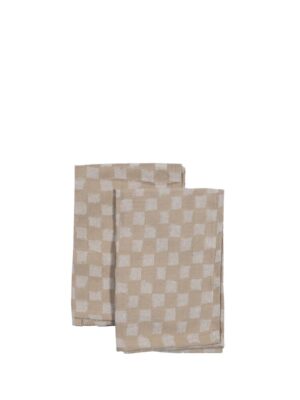 Bomullsserviett Checki 2-pk, Beige
